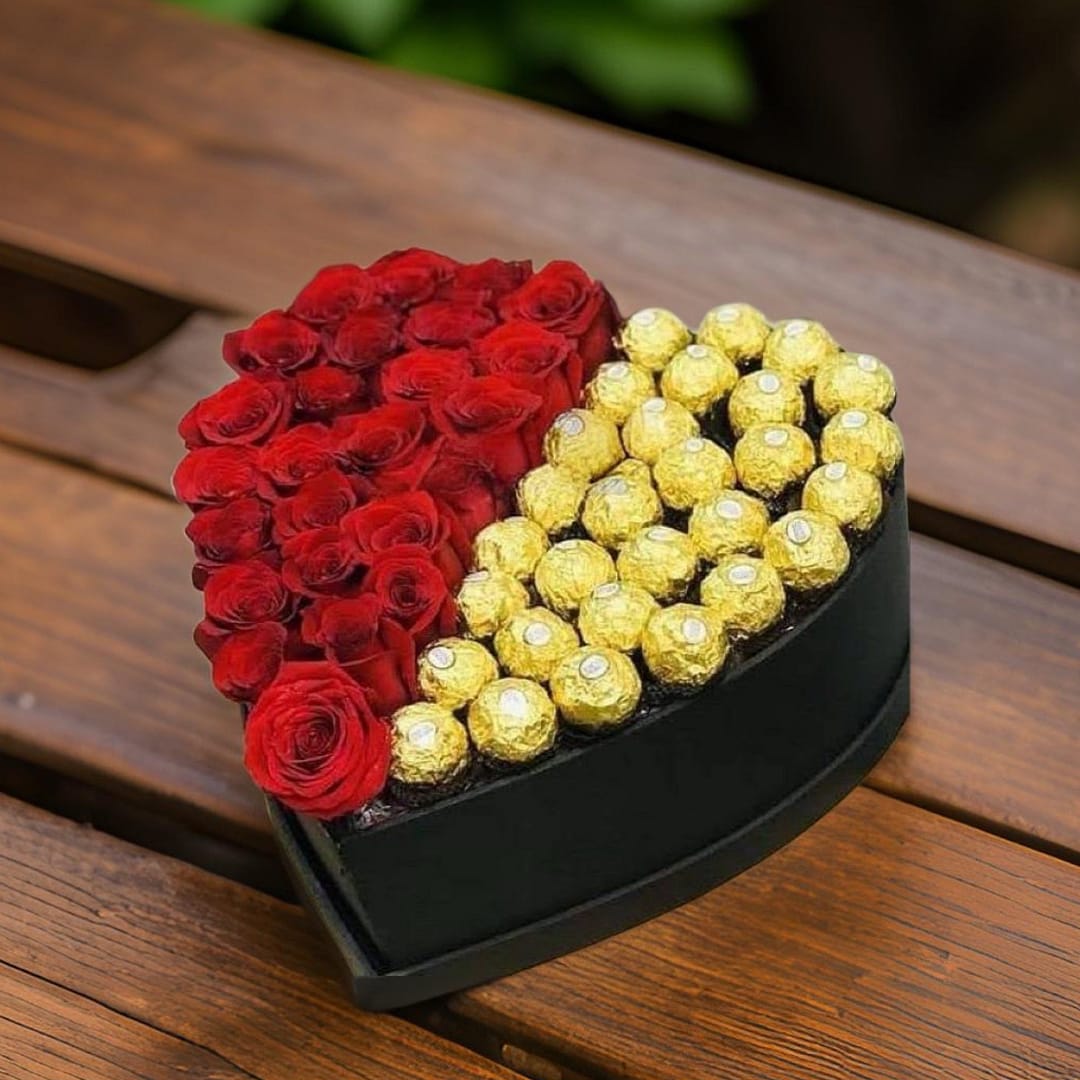 LC002 Free Flowers Delivery Tunisia | Coffret d'amour gift box chocolates Tunisia Flowers GIFTILI