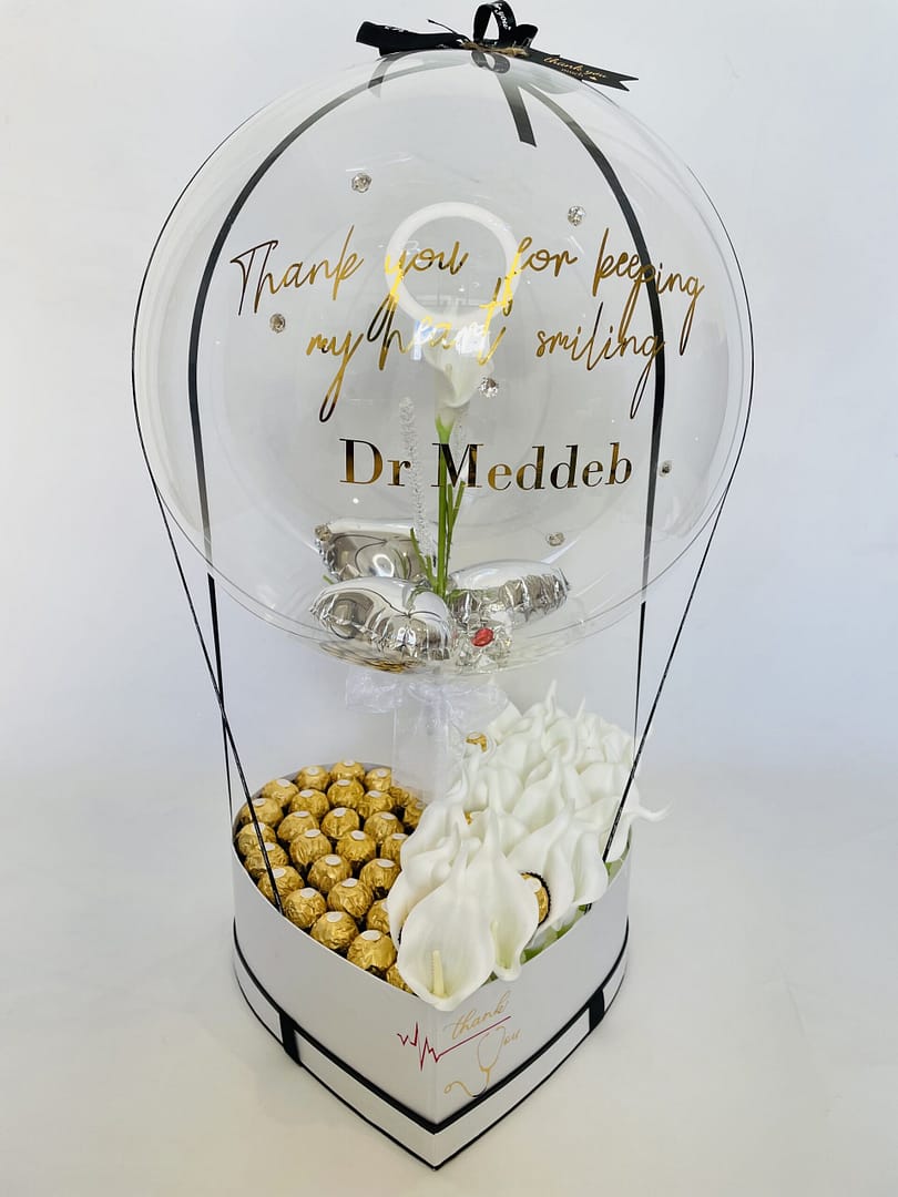BPE022 Anniversary heart white Box Giftili Balloons Tunisia